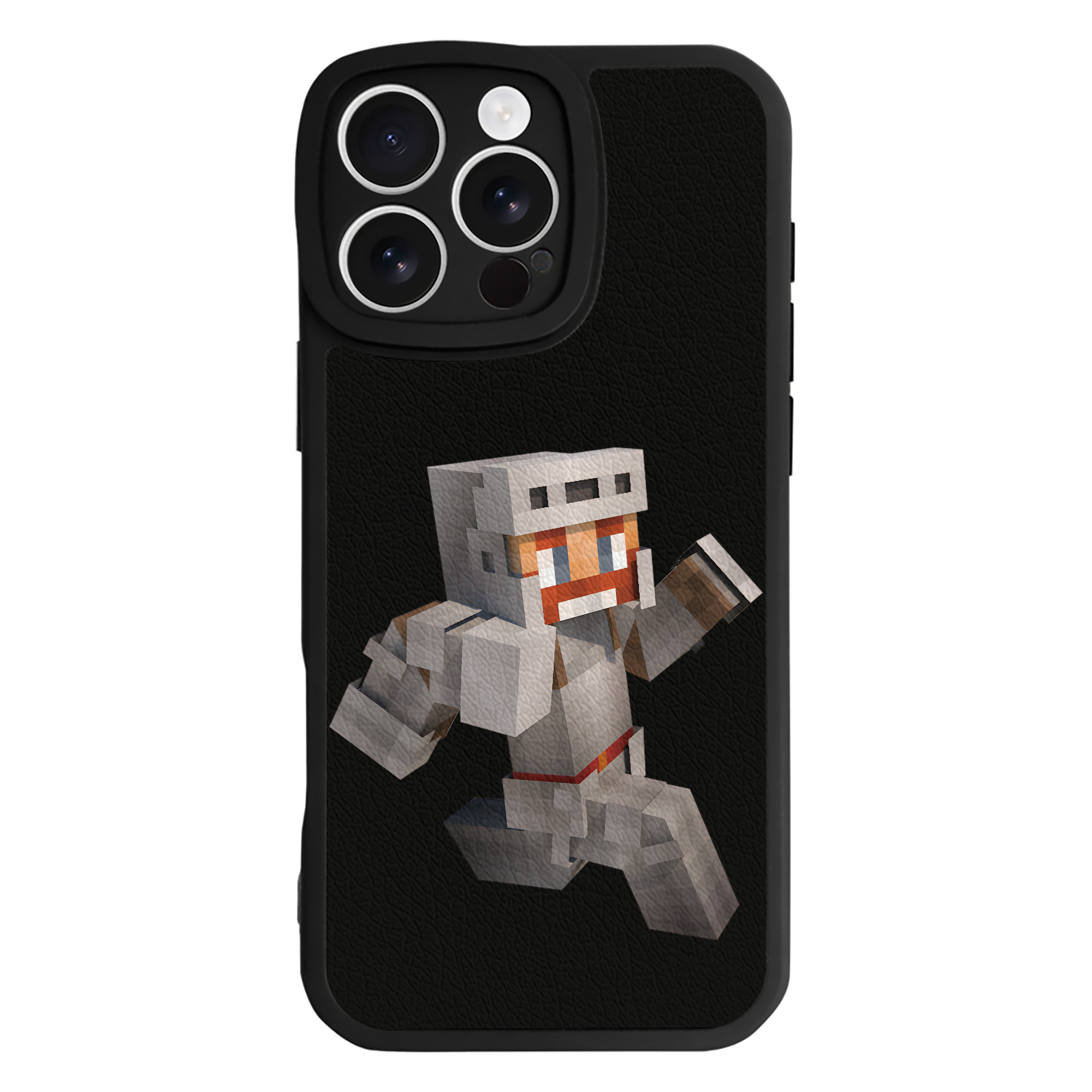 （画像用） マインクラフト ブロックの世界 Minecraft MC Block world 【iPhone 16シリーズ対応】シリコンスマホケース（レザー調） 材質：シリコン